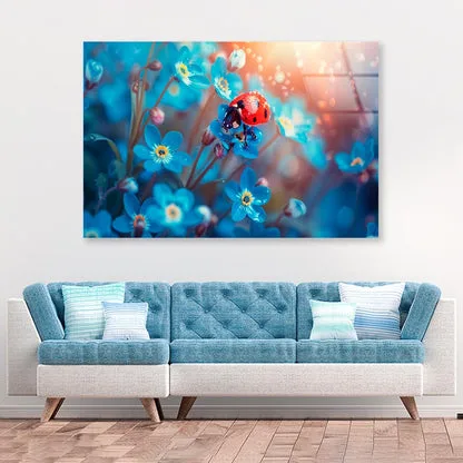 Ladybug Perched on A Vibrant Flower Acrylic Glass Print Tempered Glass Wall Art 100% Made in Australia Ready to Hang - Image 3