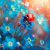 Ladybug Perched on A Vibrant Flower Wall Art Decor 100% Australian Made - Image 3