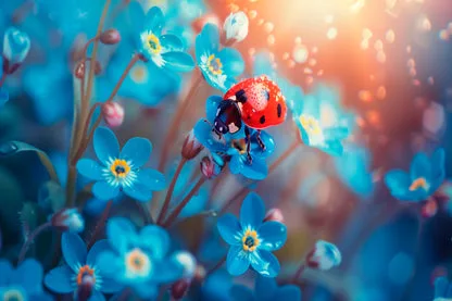 Ladybug Perched on A Vibrant Flower Wall Art Decor 100% Australian Made - Image 3