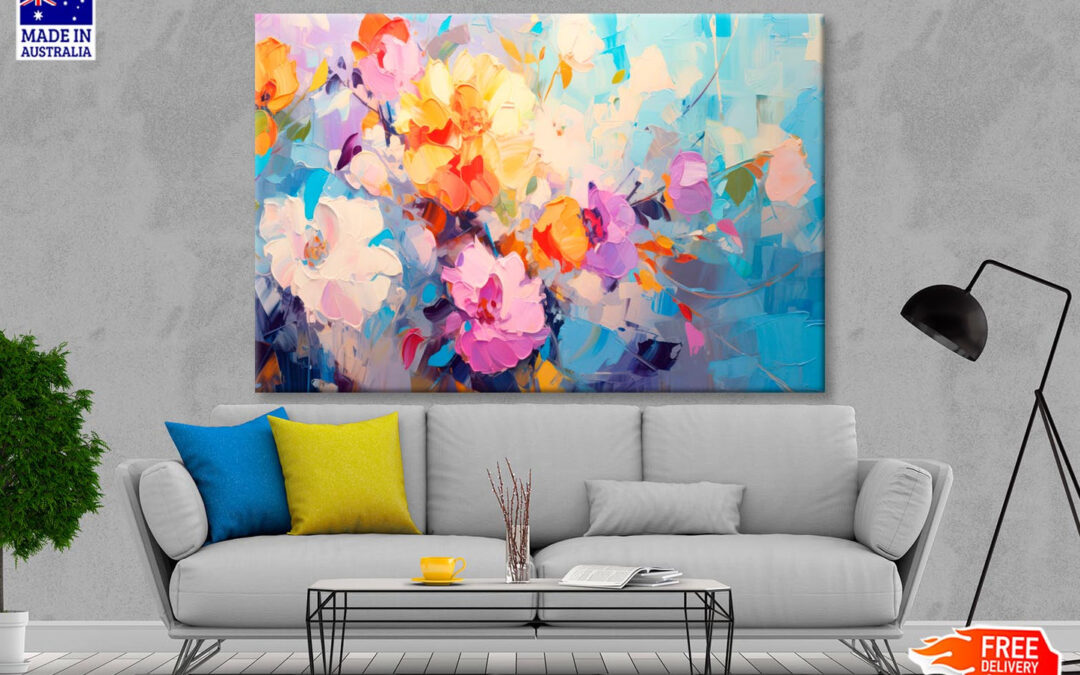 Spring Flower Abstract Colorful Oil Wall Art Decor 100% Australian Made