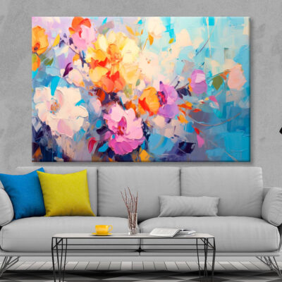 Spring Flower Abstract Colorful Oil Wall Art Decor 100% Australian Made