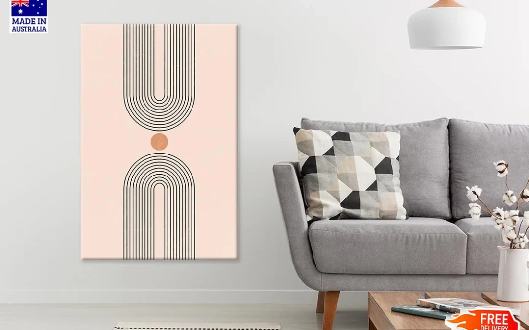 Orange Circle & Black Lines Design Print 100% Australian Made