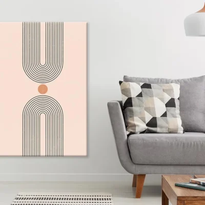 Orange Circle & Black Lines Design Print 100% Australian Made