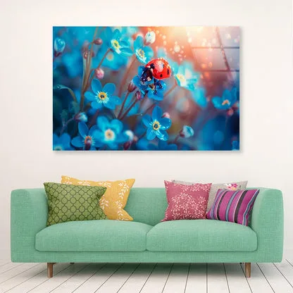 Ladybug Perched on A Vibrant Flower Acrylic Glass Print Tempered Glass Wall Art 100% Made in Australia Ready to Hang - Image 2