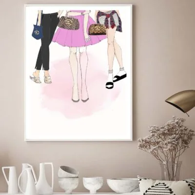 Fancy Girls with Luxury Bags Design Home Decor Premium Quality Poster Print Choose Your Sizes