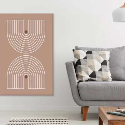 Brown Circles & White Lines Design Print 100% Australian Made