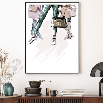 Fancy Ladies with Their Luxury Bags Design Home Decor Premium Quality Poster Print Choose Your Sizes