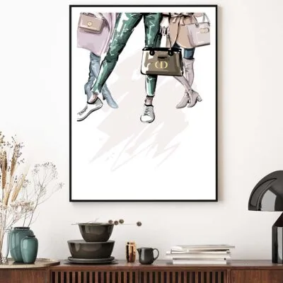 Fancy Ladies with Their Luxury Bags Design Home Decor Premium Quality Poster Print Choose Your Sizes