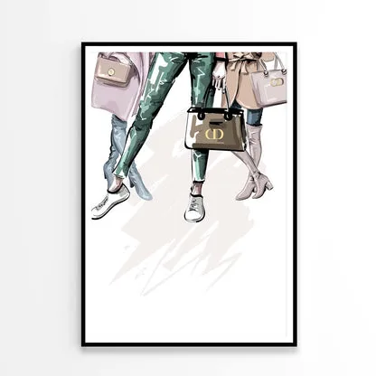 Fancy Ladies with Their Luxury Bags Design Home Decor Premium Quality Poster Print Choose Your Sizes - Image 3