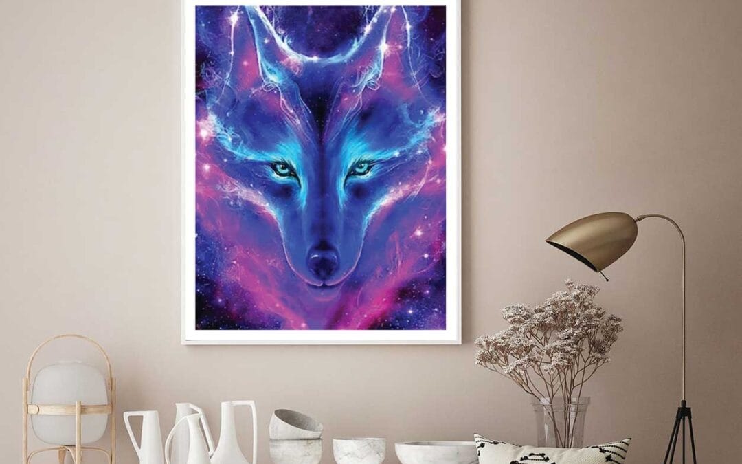 Wild Wolf Neon Background Digital Home Decor Premium Quality Poster Print Choose Your Sizes