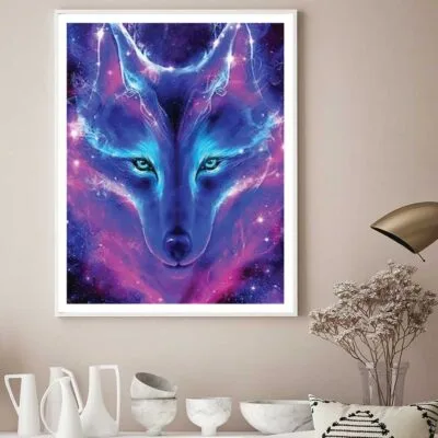 Wild Wolf Neon Background Digital Home Decor Premium Quality Poster Print Choose Your Sizes