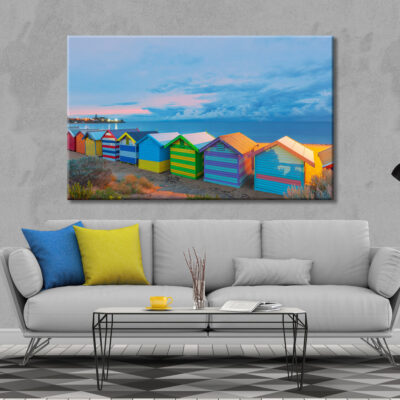 Stunning Box houses beach seashore Print 100% Australian Made