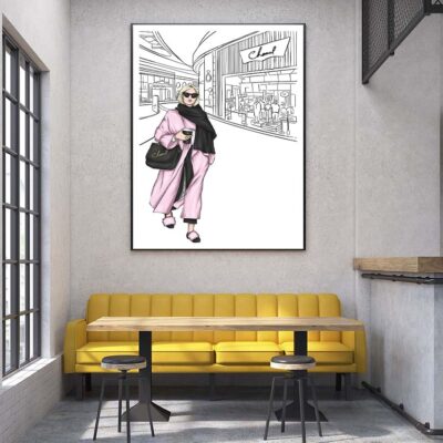Black and White Fashion Store with Pink Girl Design Home Decor Premium Quality Poster Print Choose Your Sizes