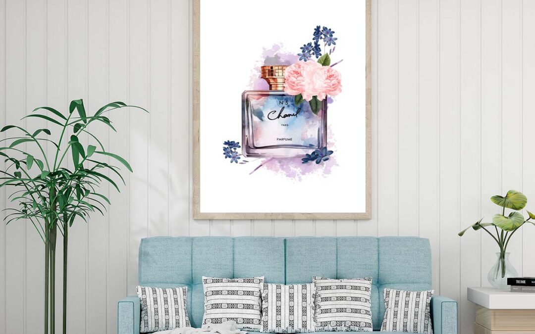 Purple Blue Perfume with Flowers Design Home Decor Premium Quality Poster Print Choose Your Sizes