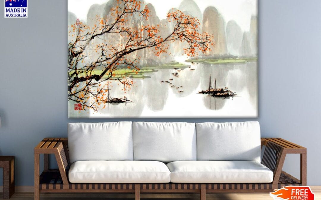 Tree & City View Painting Print 100% Australian Made