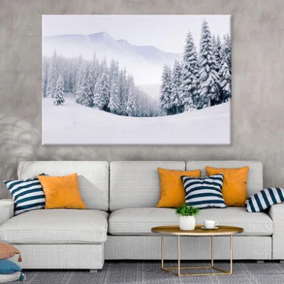Foggy Winter Landscape In Mountain Print 100% Australian Made