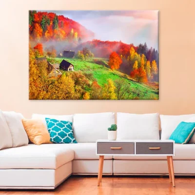 Autumn Landscape Mountain Village Print 100% Australian Made