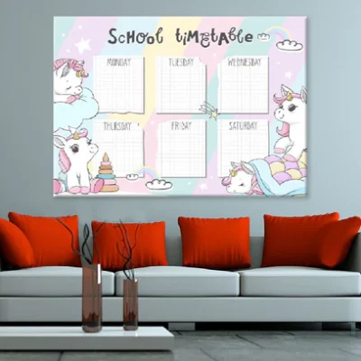 School Timetable for Students Vector Art Nursery & Kids Print 100% Australian Made