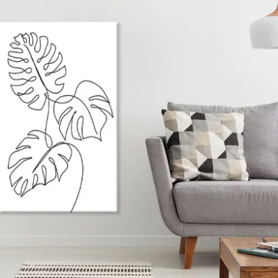 Leaves B&W Line Art Design Print 100% Australian Made