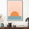 Orange Sun over Gray Sea Vector Design Home Decor Premium Quality Poster Print Choose Your Sizes - Image 2