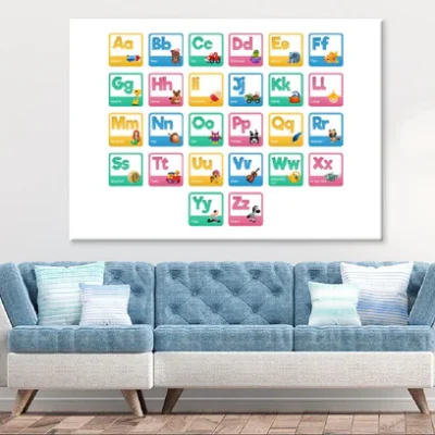 Cartoon Animals & Toys Alphabet Vector Art Print 100% Australian Made
