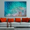 Stones on Clear Sea Water Aerial View Print 100% Australian Made