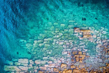 Stones on Clear Sea Water Aerial View Print 100% Australian Made - Image 3