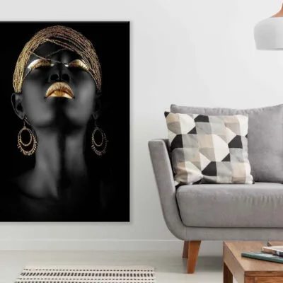 Golden Mackup With Women Face Photograph Print 100% Australian Made