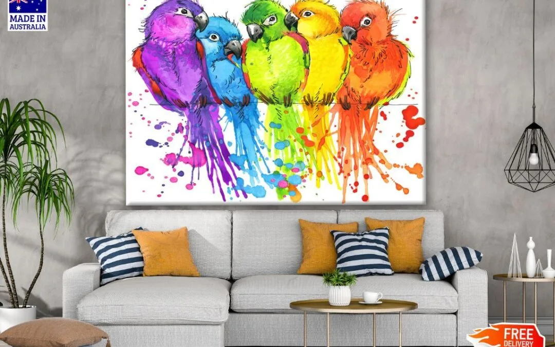 Colorful Birds Painting Print 100% Australian Made