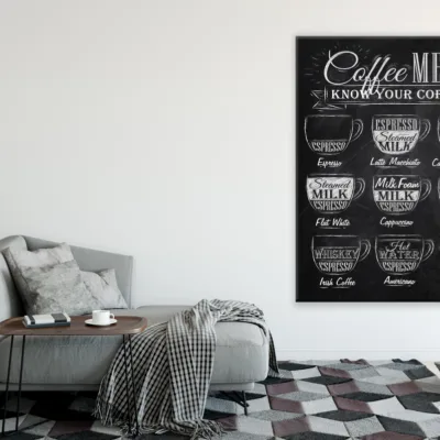 Coffee Menu Chalk Drawing Kitchen & Restaurant Print 100% Australian Made