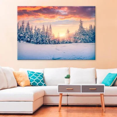 Christmas In Mountain Forest Print 100% Australian Made