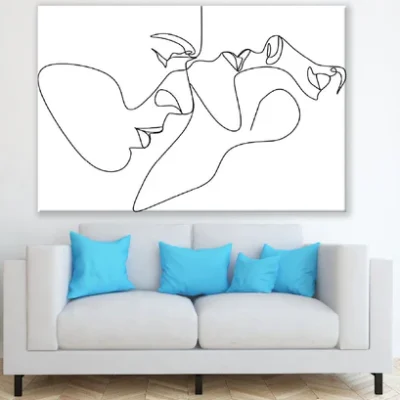 Man and Woman Touch B&W Line Art Design Print 100% Australian Made