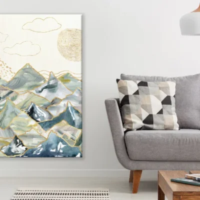 Mountains & Clouds Abstract Line Art Design Print 100% Australian Made