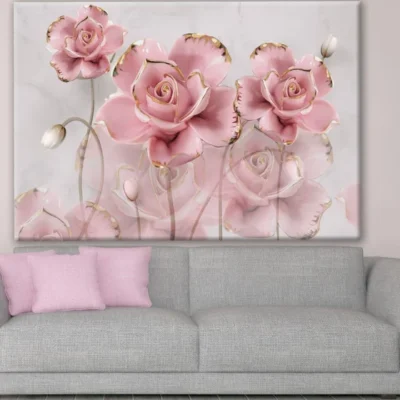 Rose Floral with Gold 3D Design Print 100% Australian Made