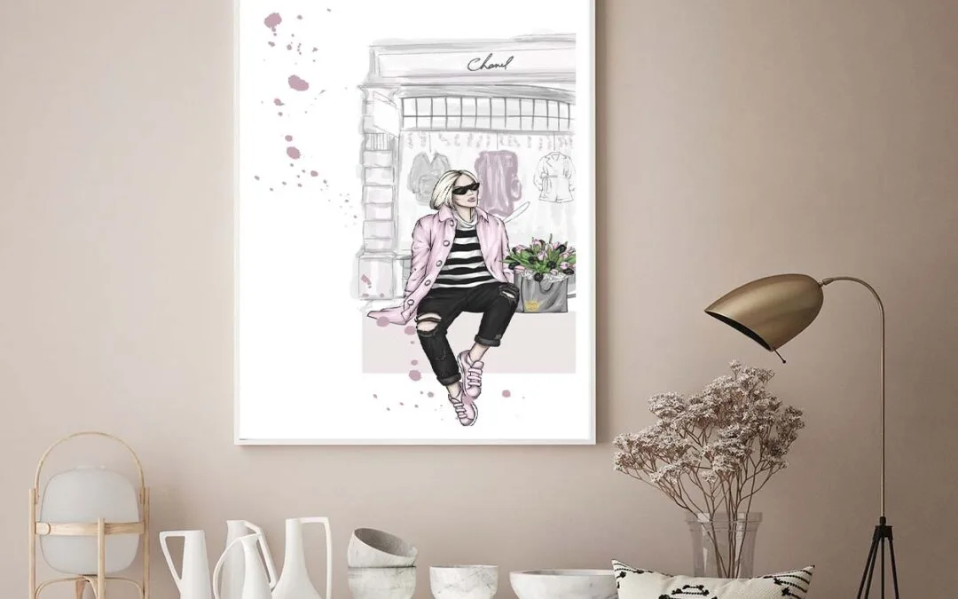 Fashion Girl with Bag Fashion Store Art Design Home Decor Premium Quality Poster Print Choose Your Sizes