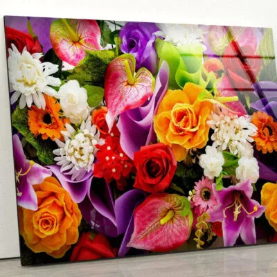 Colorful Flowers Bunch UV Direct Aluminum Print Australian Made Quality