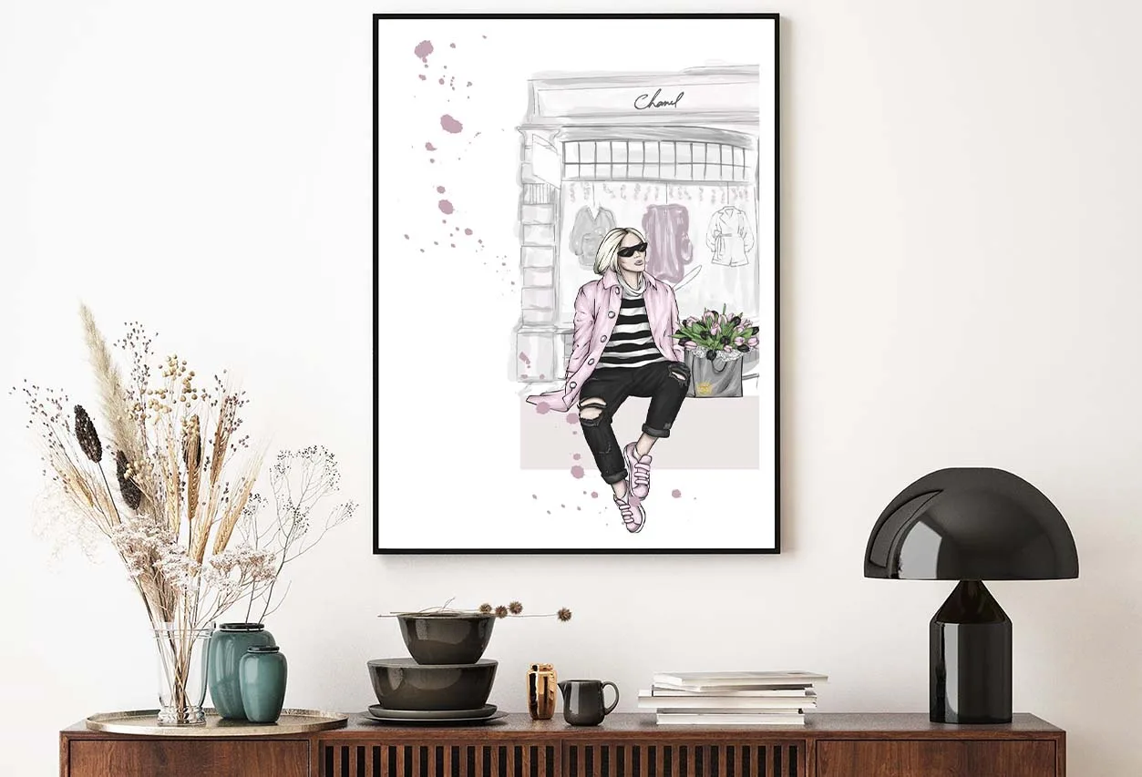 Fashion Girl with Bag Fashion Store Art Design Home Decor Premium Quality Poster Print Choose Your Sizes - Image 2