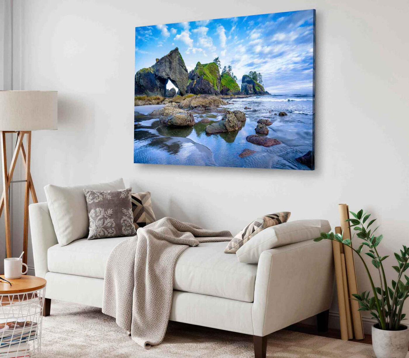 Bella Home Rugged Beach With Rock Formation Print Canvas Ready to hang - Image 2