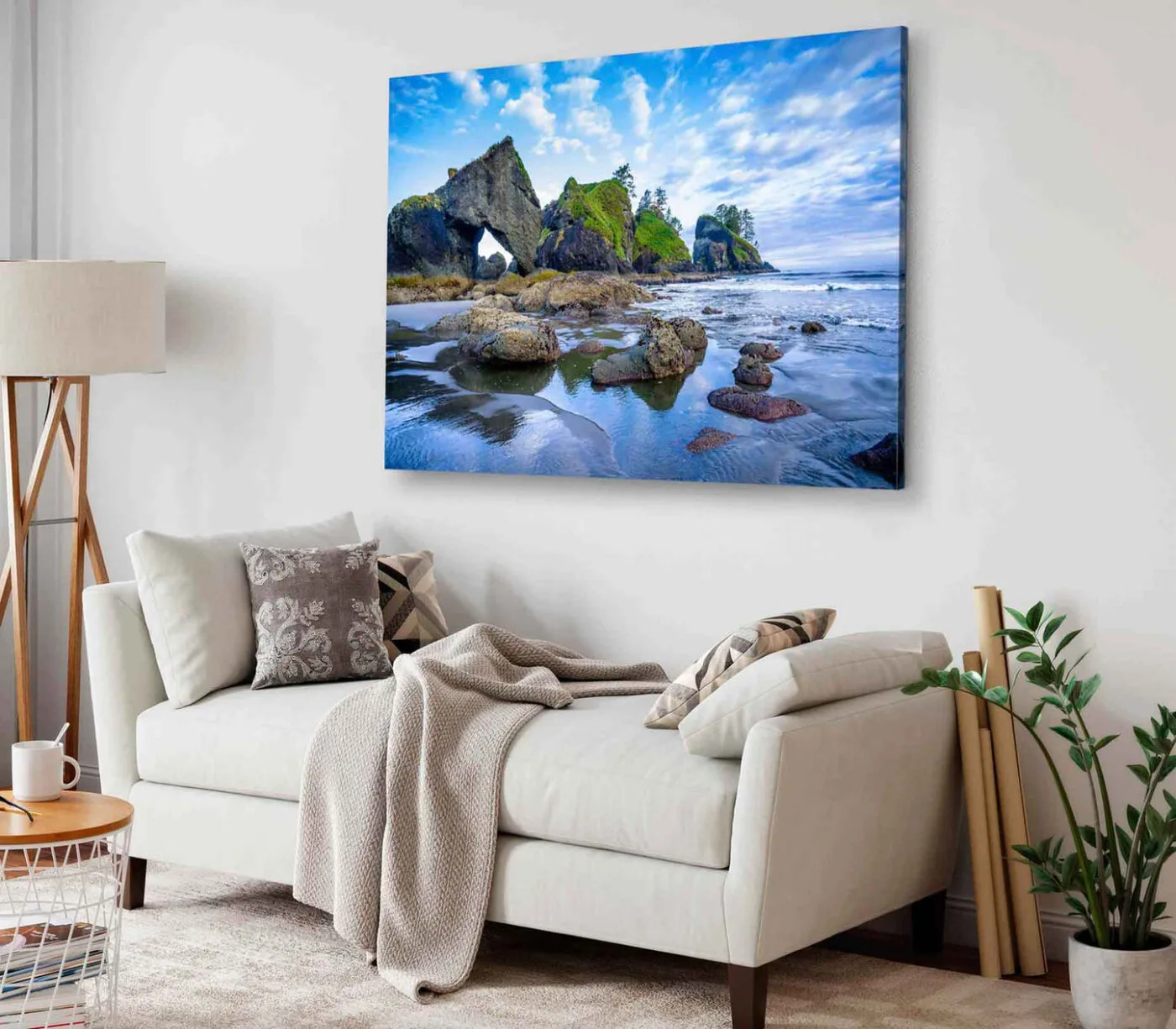 Bella Home Rugged Beach With Rock Formation Print Canvas Ready to hang - Image 2