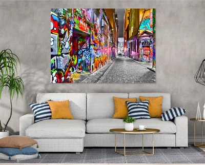 Graffiti Melbourne Skyline sunset Print 100% Australian Made
