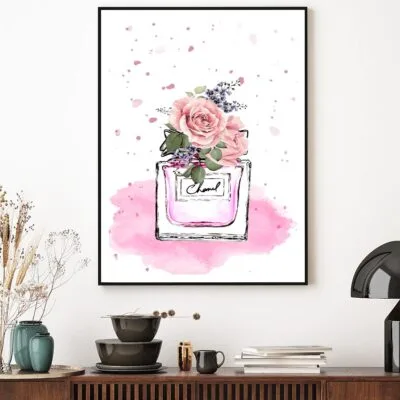 Pink Colored Flower Perfume Design Home Decor Premium Quality Poster Print Choose Your Sizes