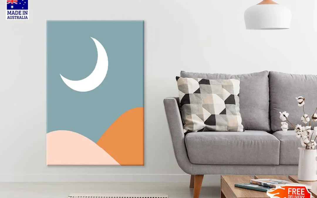 Moon over Mountain Vector Design Art Print 100% Australian Made