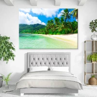 Green Trees Forest near Calm Sea View Photograph Print 100% Australian Made