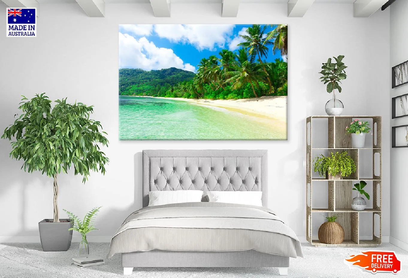 Green Trees Forest near Calm Sea View Photograph Print 100% Australian Made - Image 2