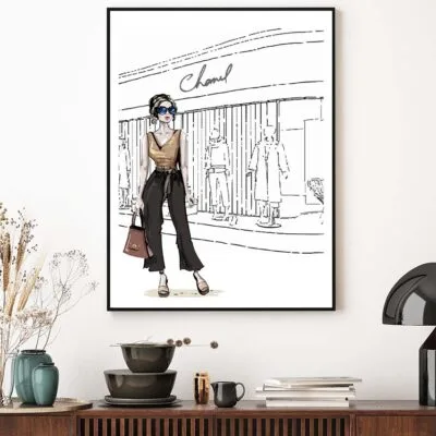Stylish Girl with Fashion Store Design Home Decor Premium Quality Poster Print Choose Your Sizes