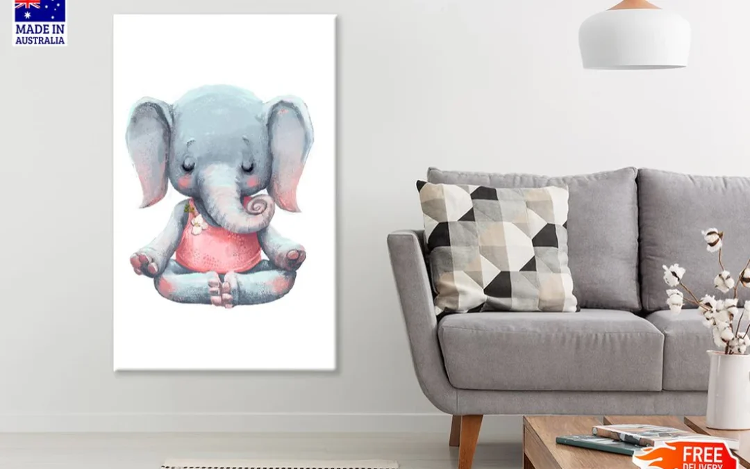Elephant Watercolor Painting Nursery & Kids Print 100% Australian Made