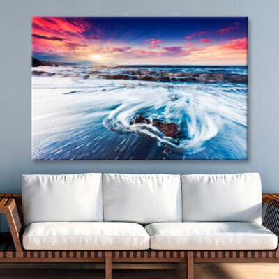 Fantastic Sunset Over the Stormy Sea Wall Art Decor 100% Australian Made