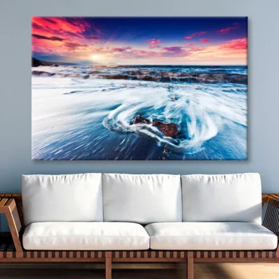 Fantastic Sunset Over the Stormy Sea Wall Art Decor 100% Australian Made