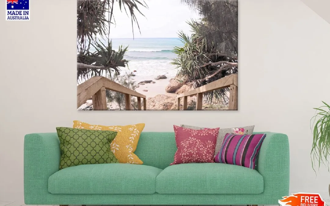 Coastal Beach Wooden Pier View Photograph Print 100% Australian Made