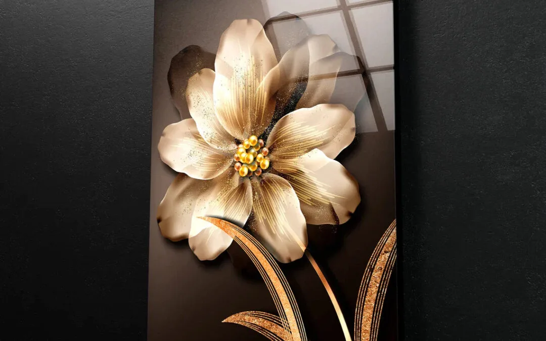 Gold Flower 3D Design UV Direct Aluminum Print Australian Made Quality